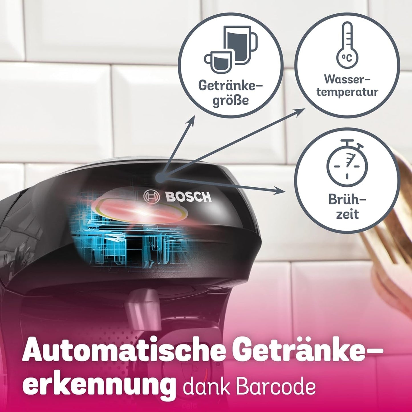 Bosch Tassimo Happy Friendly kávovar na kapsle TAS102E, 70+ nápojů, Vhodné pro všechny šálky, Auto-Stop, Trvale udržitelný, Perfektní dávkování, Úspora místa, 1400 W, Černá