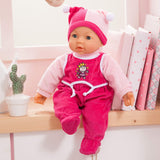 Funktionspuppe Hello Baby mit Geräuschen, bewegt den Mund, interaktive Puppe, Babypuppe, mit Zubehör, 46cm, růžová