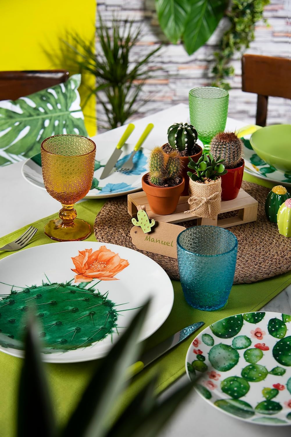 Sada nádobí Excelsa Color Cactus, 18 kusů, vícebarevné