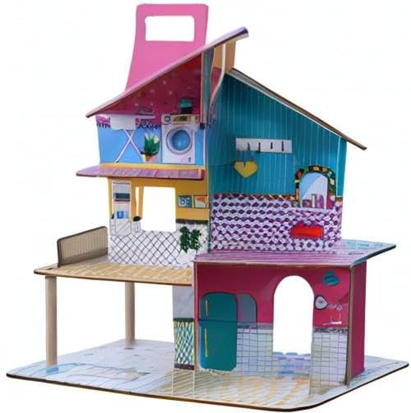 Olivia'S Little World 360 dřevěný domeček pro panenky pro děti 3,5" panenky a 12 doplňků Vícebarevné TD-13260C Domky pro panenky Naty Shop