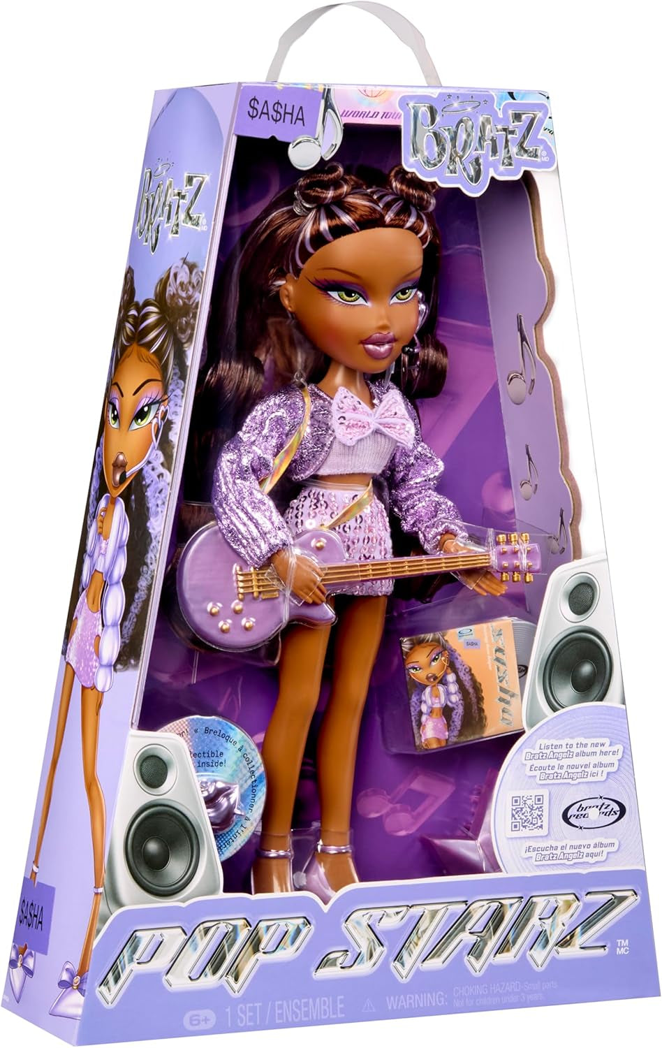 BRATZ Pop Starz Sasha – Módní panenka se sběratelskou klíčenkou, oblečením a hudebními doplňky