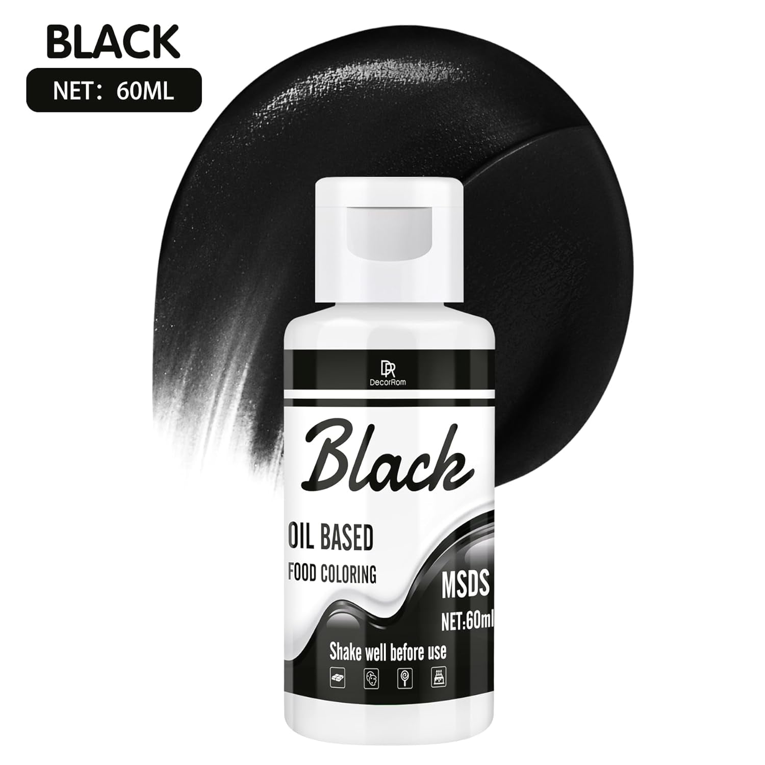 Fettlösliche Lebensmittelfarbe Für Schokolade - 60 ml Ölbasis Lebensmittelfarben Für Fondant, Torten Dekoration, Backen - Flüssige Food Coloring Für Kakaoutter, Buttercream, Kuchen (Schwarz) Naty Shop