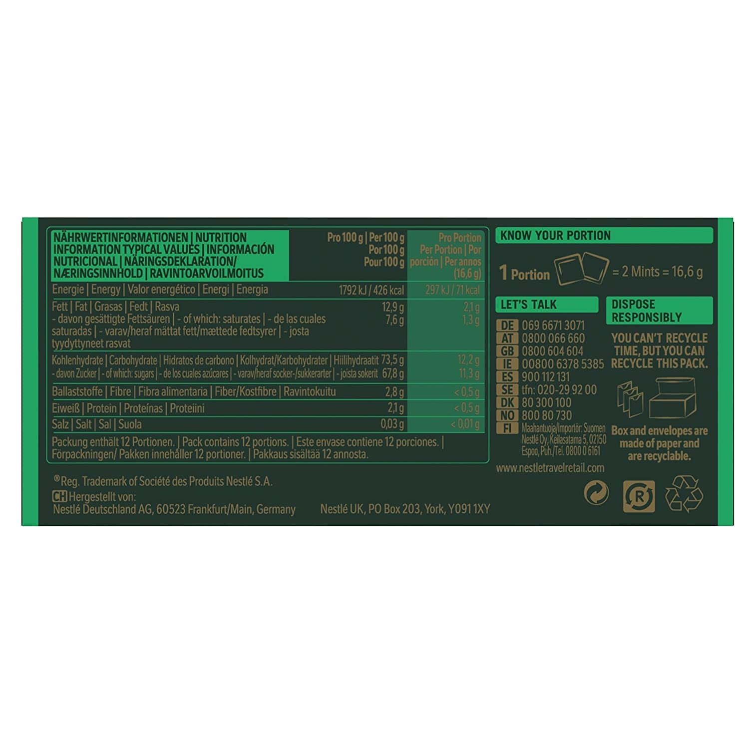 NESTLÉ AFTER EIGHT Tenké čtverečky tmavé čokolády s mátovou krémovou náplní pro fajnšmekry Balení 5 ks (1 x 200 g)