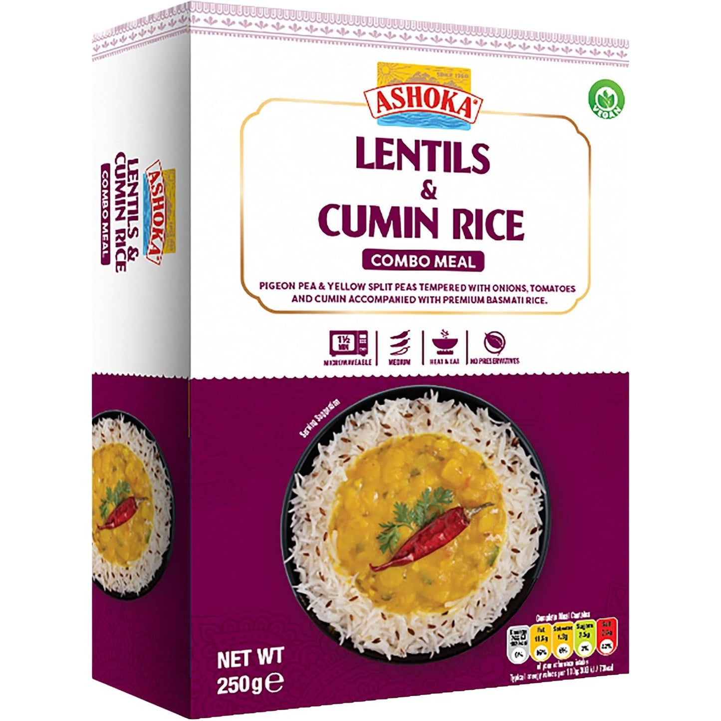 ASHOKA - Instantní rýže s čočkou a kmínem - (1 x 250 g)