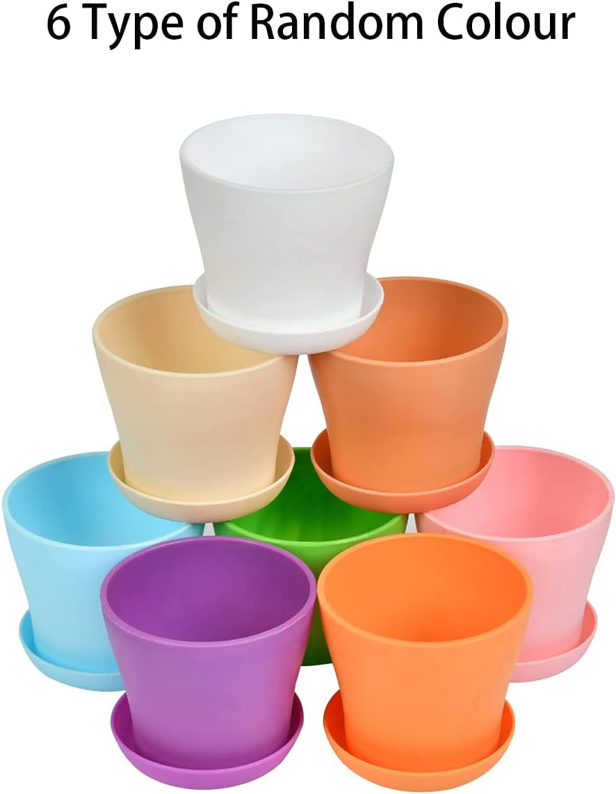 20 cm velké plastové květináče s podšálky, bílé samozavlažovací květináče s podšálky, plastové sazenice, zesílené květináče pro vnitřní a venkovní výsadbu (6 kusů)