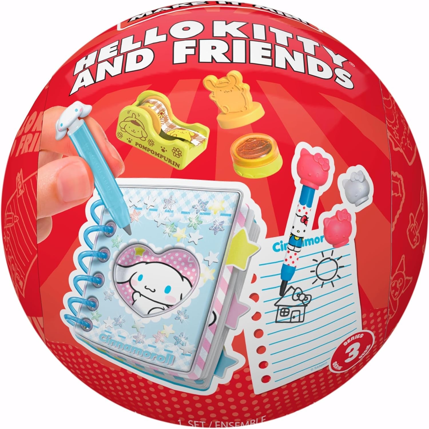 Miniverse MGA Make It Mini Hello Kitty and Friends Series 3 – mini sběratelské předměty, Sanrio, retro repliky papírnictví, řemesla, kutilství, pro sběratele a děti od 8 let