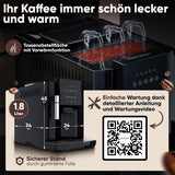 Plně automatický espresso kávovar ProfiCook® s napěňovačem mléka na cappuccino | Kuželový mlýnek | s funkcí ohřevu šálků | Italská profesionální pumpa | Dotykový displej | Espresso | PC KAV 1281