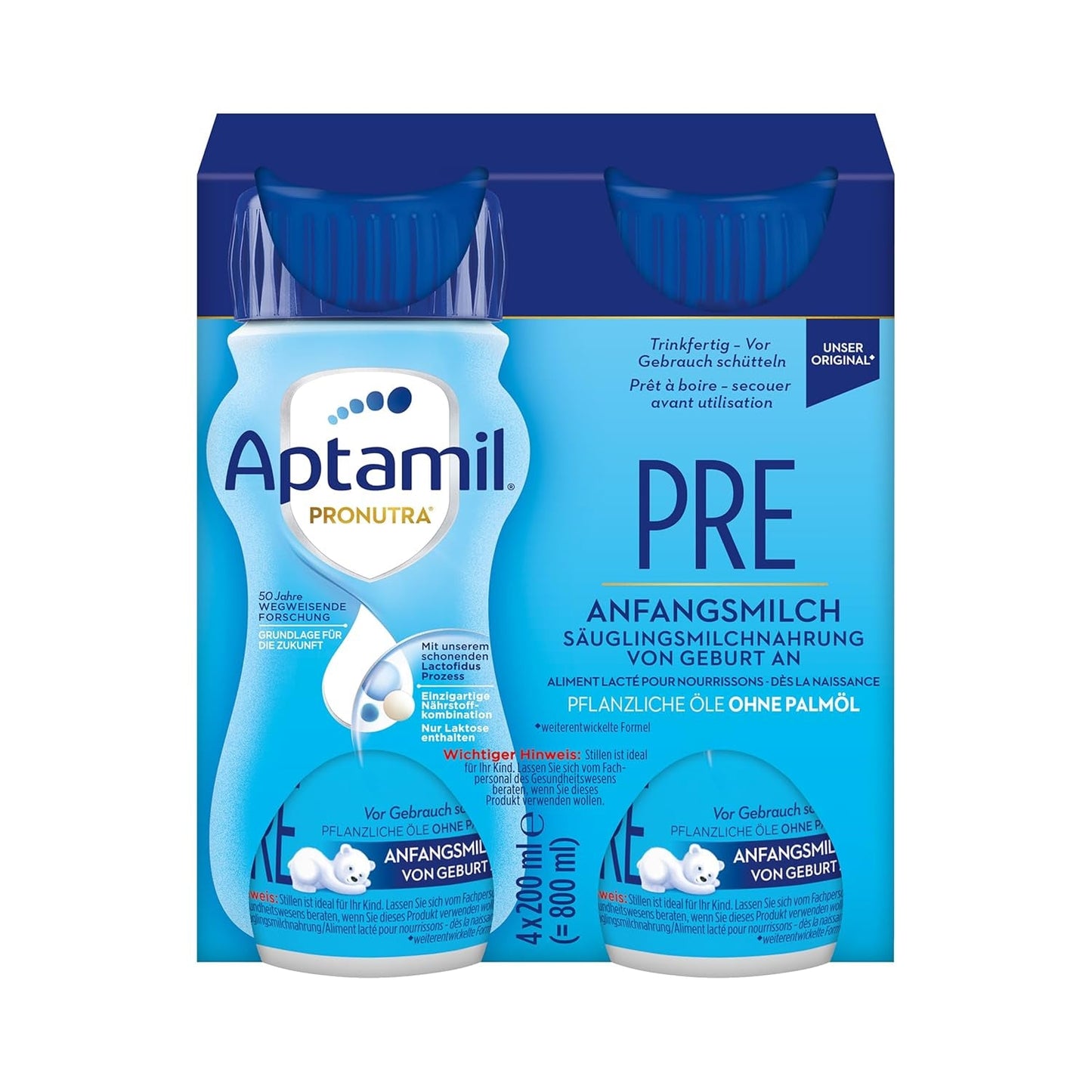 Aptamil Pronutra Pre - Kojenecká výživa od narození - S rostlinnými oleji, bez palmového oleje - 6 x 4 x 200 ml (4800 ml)