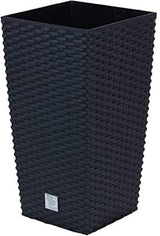 Prosperplast květináče/hrnce s vložkou ratanového vzhledu | 32,5 x 32,5 x 61 cm | antracit | odolný vůči povětrnostním vlivům a UV záření | vyrobeno z pevného plastu | pro interiér i exteriér