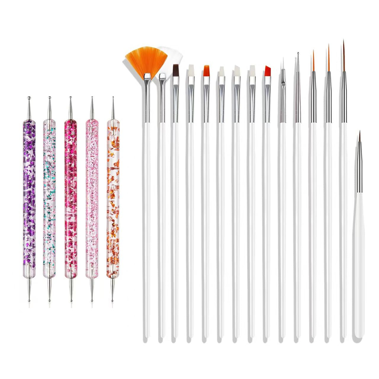 Sada nail Art Pinsel Pinsel, 20ks Nageldesign Malerei Pinsel, Professionelle Nail Art Design Pinsel, Nail Fine Liner Pinsel, růžová