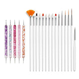Sada nail Art Pinsel Pinsel, 20ks Nageldesign Malerei Pinsel, Professionelle Nail Art Design Pinsel, Nail Fine Liner Pinsel, růžová