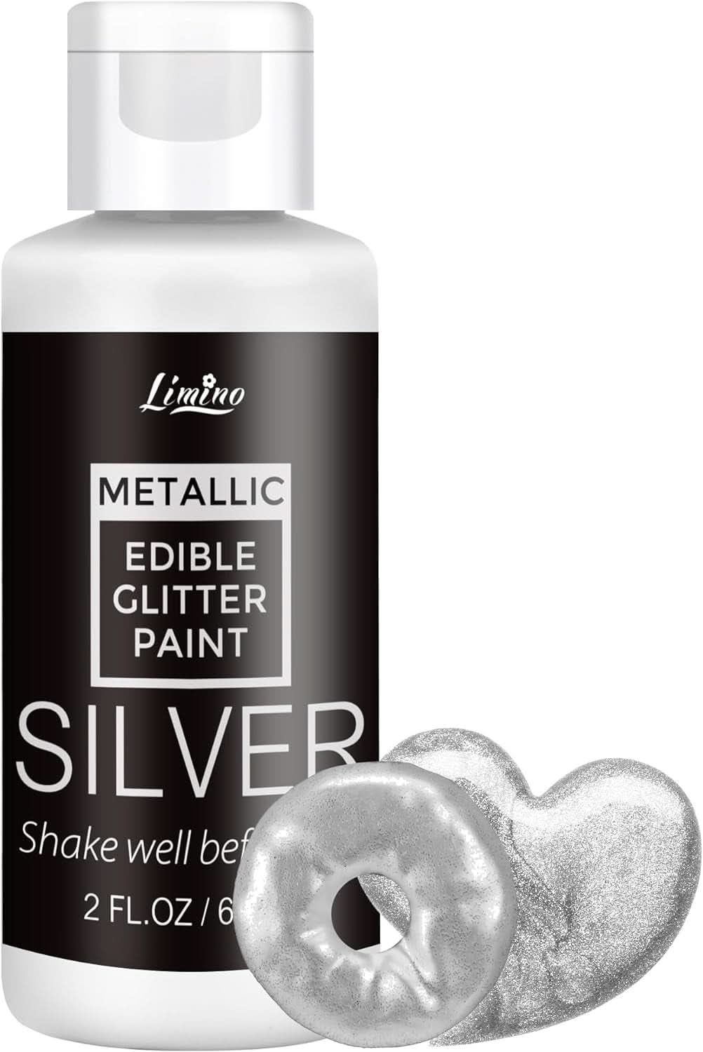 Tekuté jedlé třpytky, 60 ml Naty Shop Silver