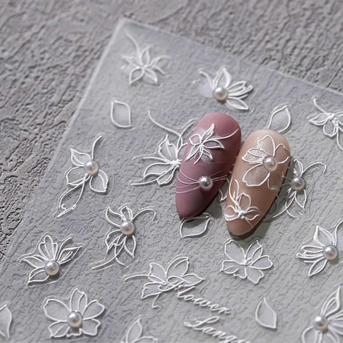 JMEOWIO 3D Nálepka na nehty Weiße Blumen Nálepka na nehty Selbstklebend Nagelaufkleber 5D Stereoskopická dekorace Nageldesign Zubehör 1 Blatt