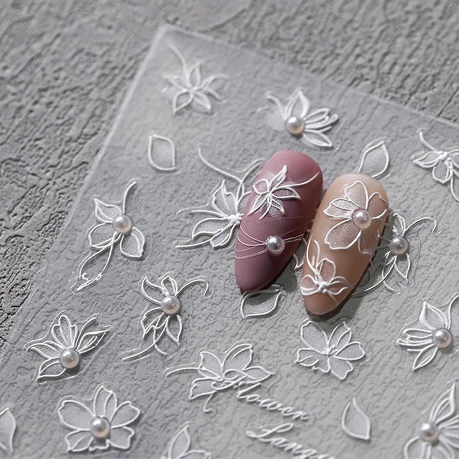 JMEOWIO 3D Nálepka na nehty Weiße Blumen Nálepka na nehty Selbstklebend Nagelaufkleber 5D Stereoskopická dekorace Nageldesign Zubehör 1 Blatt