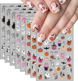 Nagelsticker Halloween, 8 Blätter Halloween Nagel Sticker, Kürbis Nail Sticker, Nail Art, Nagel Charms, Nagel Zubehör, Nageldesign, Vánoce (Typ A)