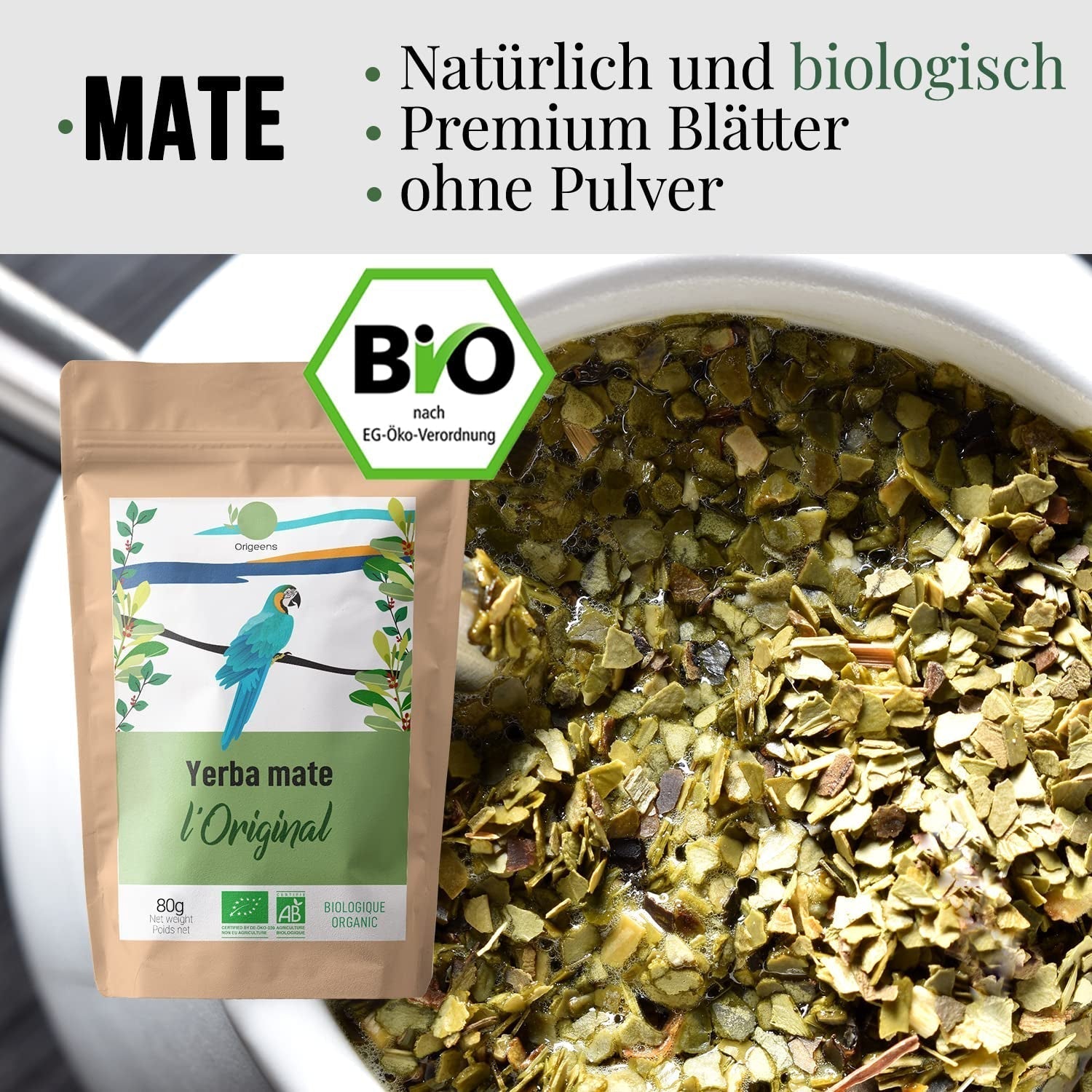 ČAJOVÁ SADA ORIGEENS MATE S portugalským šálkem maté, bombillou a BIO čajem Yerba Mate - Originální dárková sada