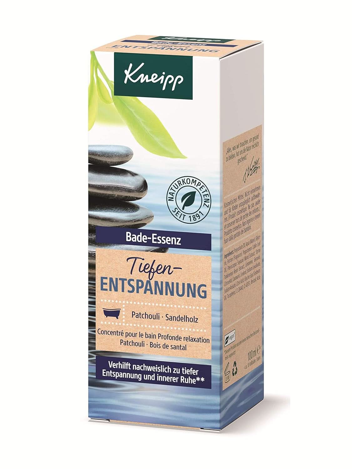 Kneipp, koupelový olej s přírodním esenciálním olejem pačuli a extraktem ze santalového dřeva pro hlubokou relaxaci a zklidnění, 100 ml Naty Shop