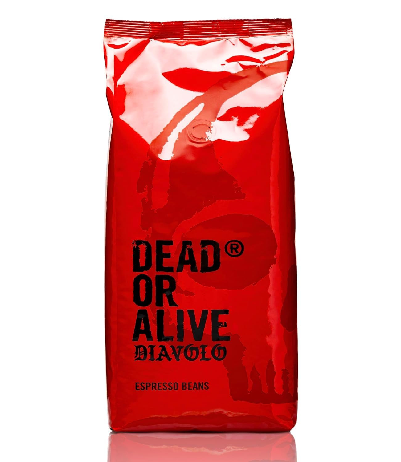 DEAD OR ALIVE DIAVOLO – Extra tmavé Espresso – 100% Robusta – Extrémně silné – Nízká kyselost – Stabilní smetana – Celé fazole 1kg – Neapolská pečeně