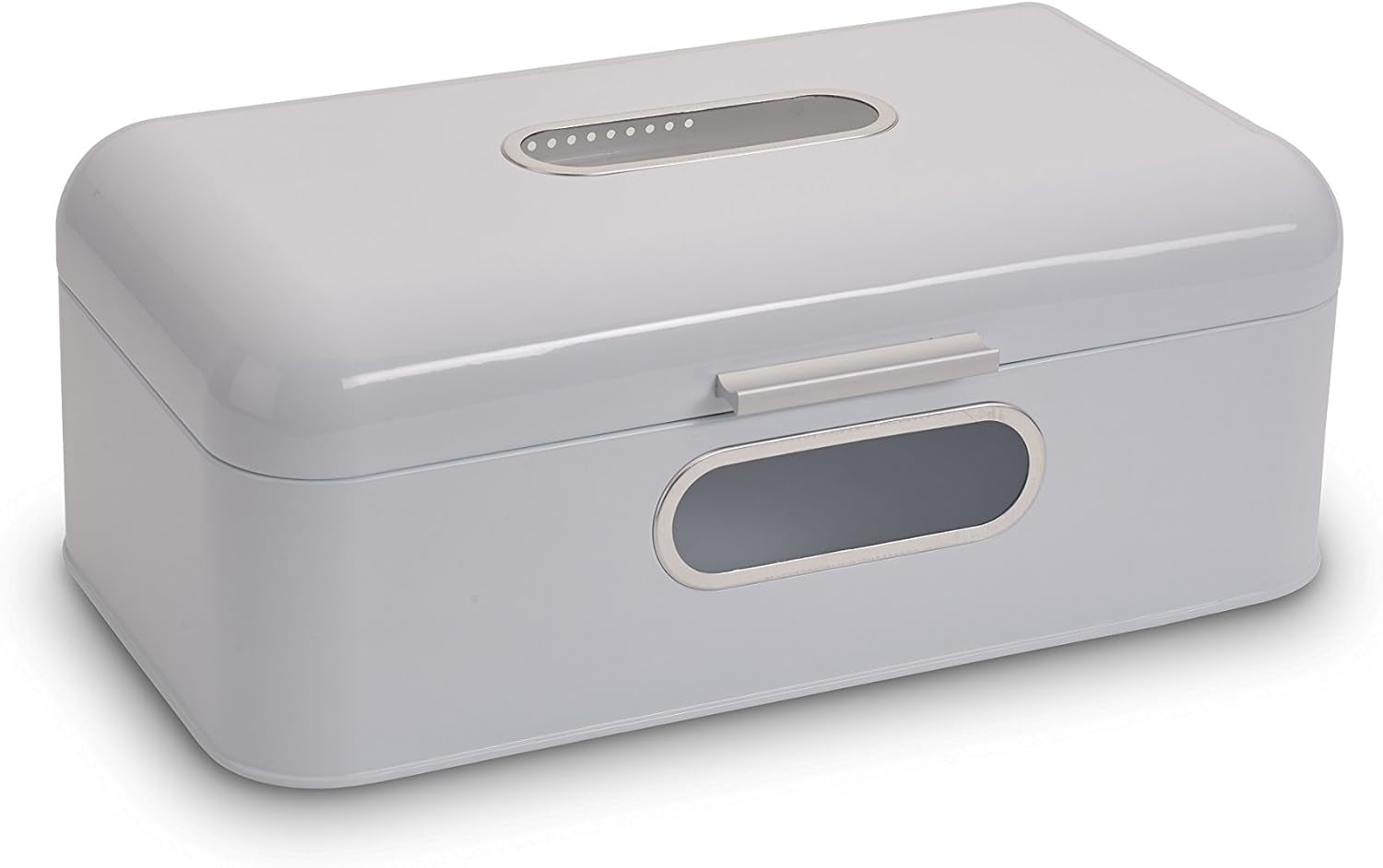 ECHTWERK Retro kovová přihrádka na chléb s průhledným okénkem a víkem, sada 3 elegantních úložných boxů, kapacita 1,4 l, červené boxy na potraviny Naty Shop Bílá Large Single