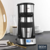 Jednofiltrační espresso BEEM THERMO 2 GO s termohrnkem o objemu 0,4 l | Permanentní filtr | S 24hodinovým časovačem pro ranní šálek horké kávy, žádné čekání | 750 W