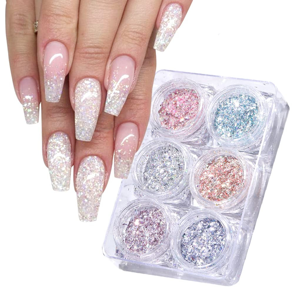 GZSY Nail Art Strasssteine ​​​​Nagel Perlen Weiß 12 Raster Nagel Charms Nageldesign Zubehör Perle Nail Art