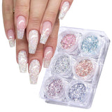GZSY Nail Art Strasssteine ​​​​Nagel Perlen Weiß 12 Raster Nagel Charms Nageldesign Zubehör Perle Nail Art