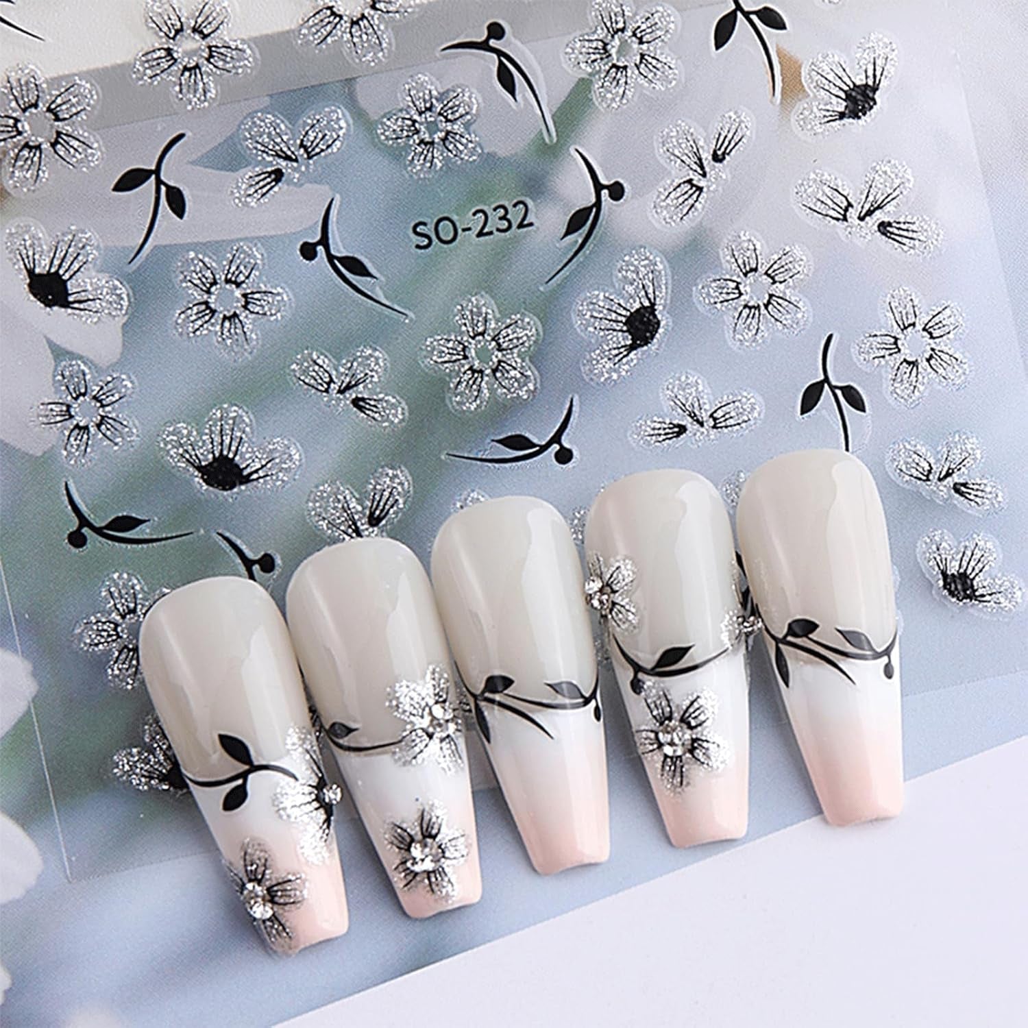 JMEOWIO 6 Blatt 3D Nálepka na nehty Blumen Nálepka na nehty Selbstklebend Nagelaufkleber 5D Stereoskopické Frühling Letní Blumen Dekorace Nageldesign Zubehör