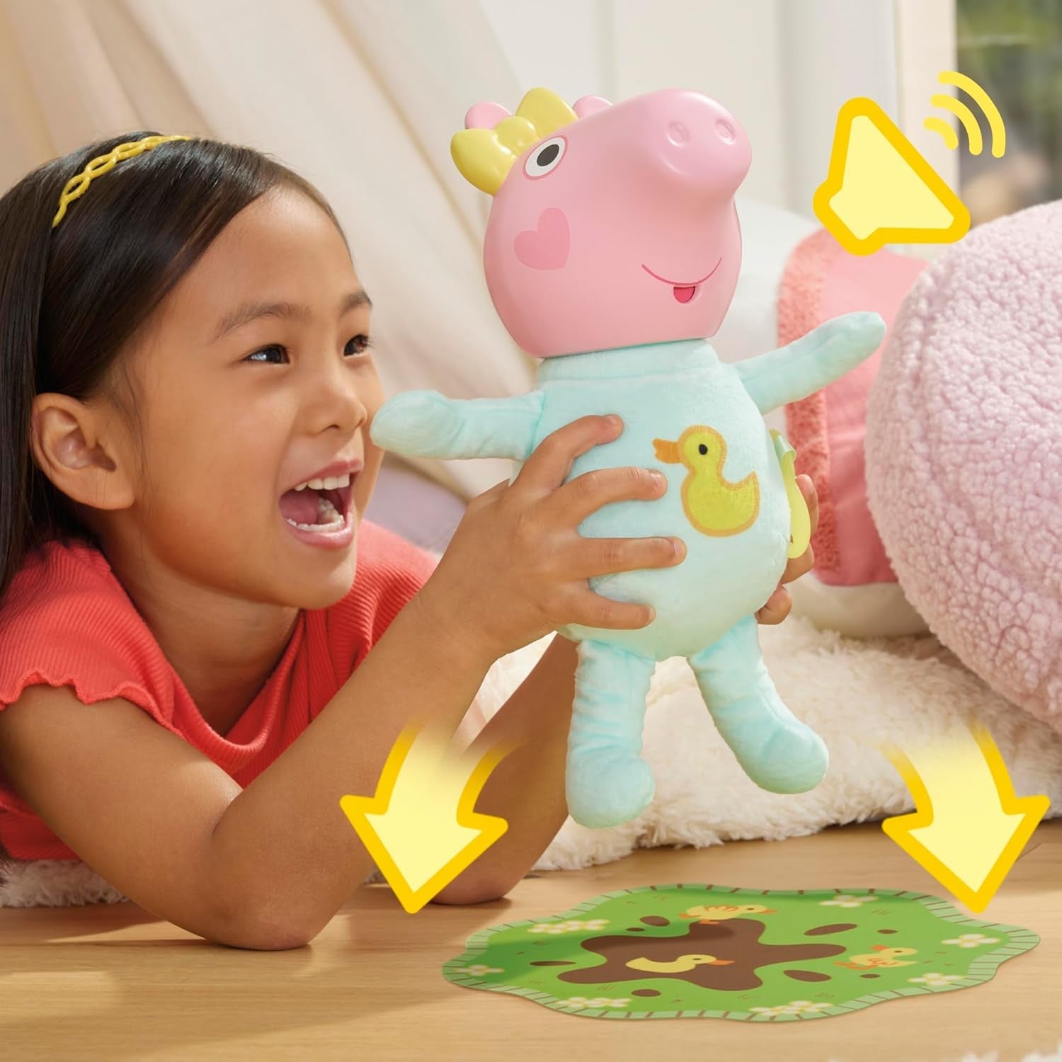 Interaktivní panenka Peppa Pig 28 cm Evie s 20 zvuky a mnoha funkcemi, sada hraček pro děti od 3 let
