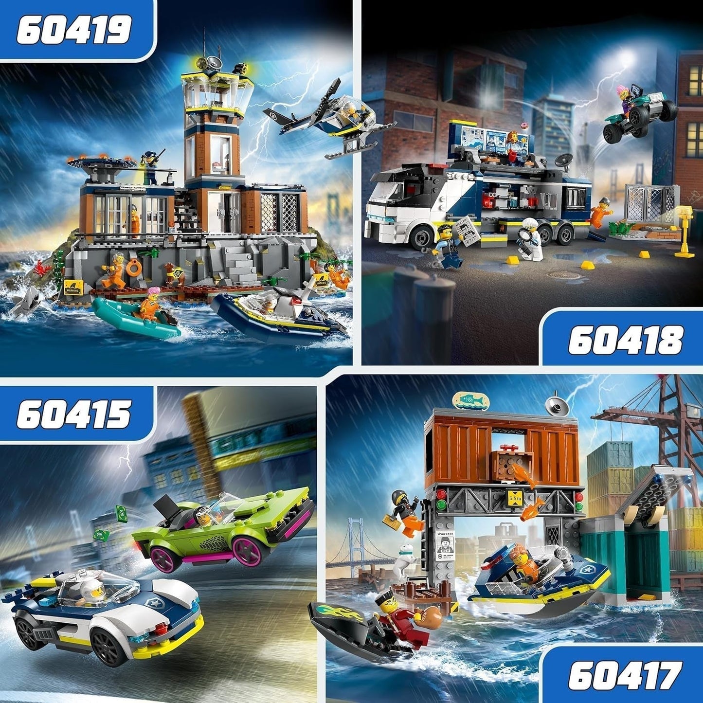 LEGO City Car Chase s policejním autem a svalovcem, vláček se 2 závodními auty, policejní dárek pro děti, chlapce a dívky od 6 let, sada s policistou a minifigurkami Ganovin 60415 Stavebnice Besuche den LEGO-Store