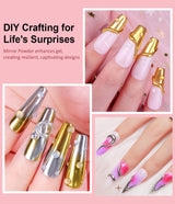BISHENGYF Rose Gold Chrome Nail PowderNeue Upgrade Grosse Kapazitä Chrom PulverSuper-Spiegeleffekt Metall Mirror Chrome Powder – Neon Glassy Pearl Effect Glitter Nagelkunst Pulver Für DIY Salon