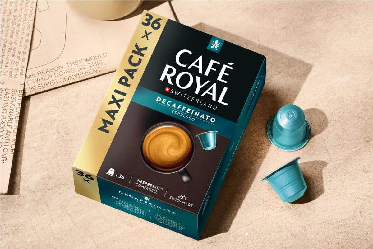 Café Royal Espresso Decaffeinato – kávové kapsle kompatibilní s Nespresso®, 100% Arabica, Intensität 6/12, Rainforest Alliance, bez kofeinu, 36 kapslí