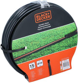 Zahradní hadice BLACK+DECKER 15 metrů - Ø19MM - Odolné PVC - Zalévání zahrady, mytí auta, napouštění bazénu - Kompatibilní s jakoukoli standardní baterií - Černá/Oranžová