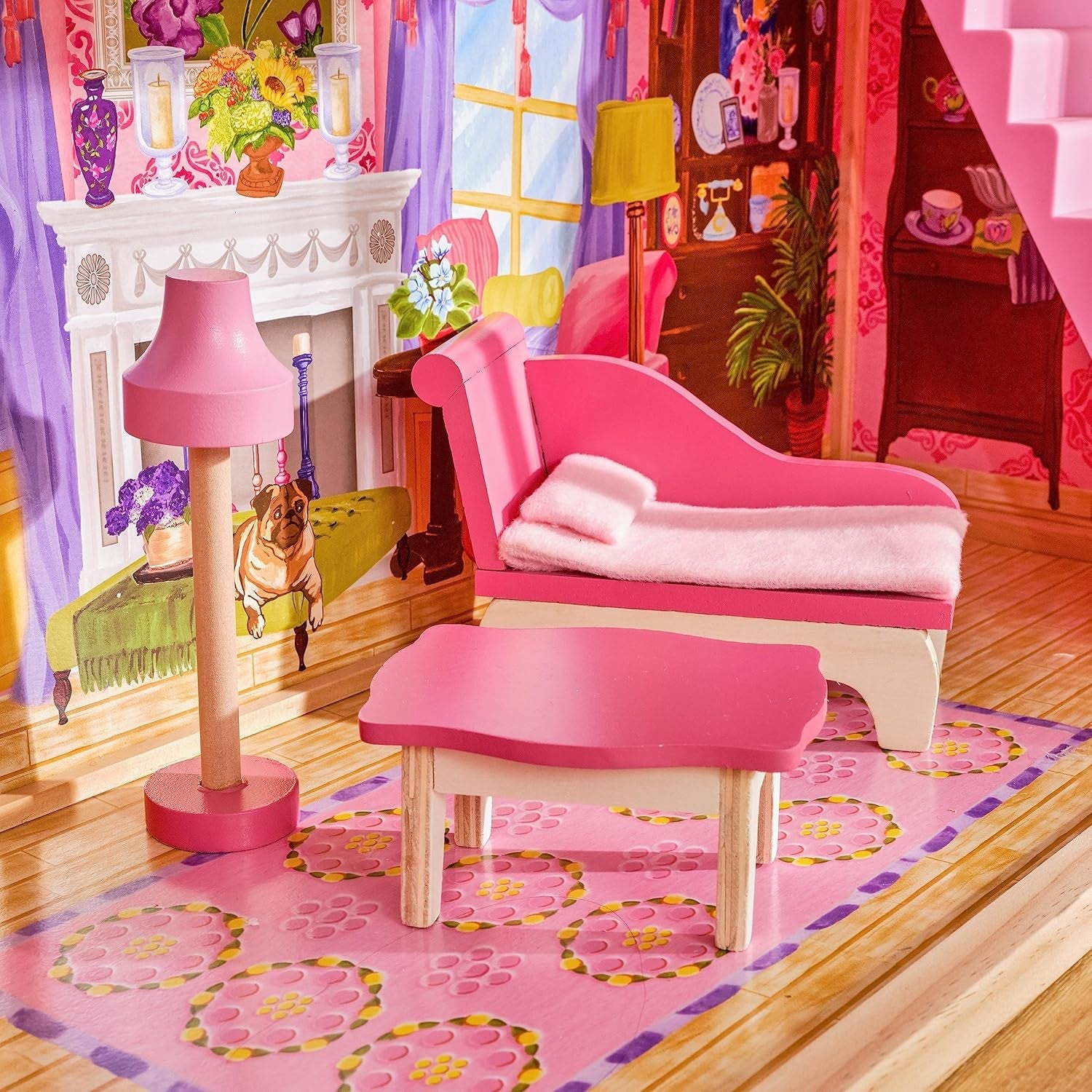 KidKraft Kayla dřevěný domeček pro panenky s nábytkem a doplňky, 3patrová herní sada pro 30cm panenku, hračka pro děti od 3 let, 65092 – exkluzivně na Amazonu