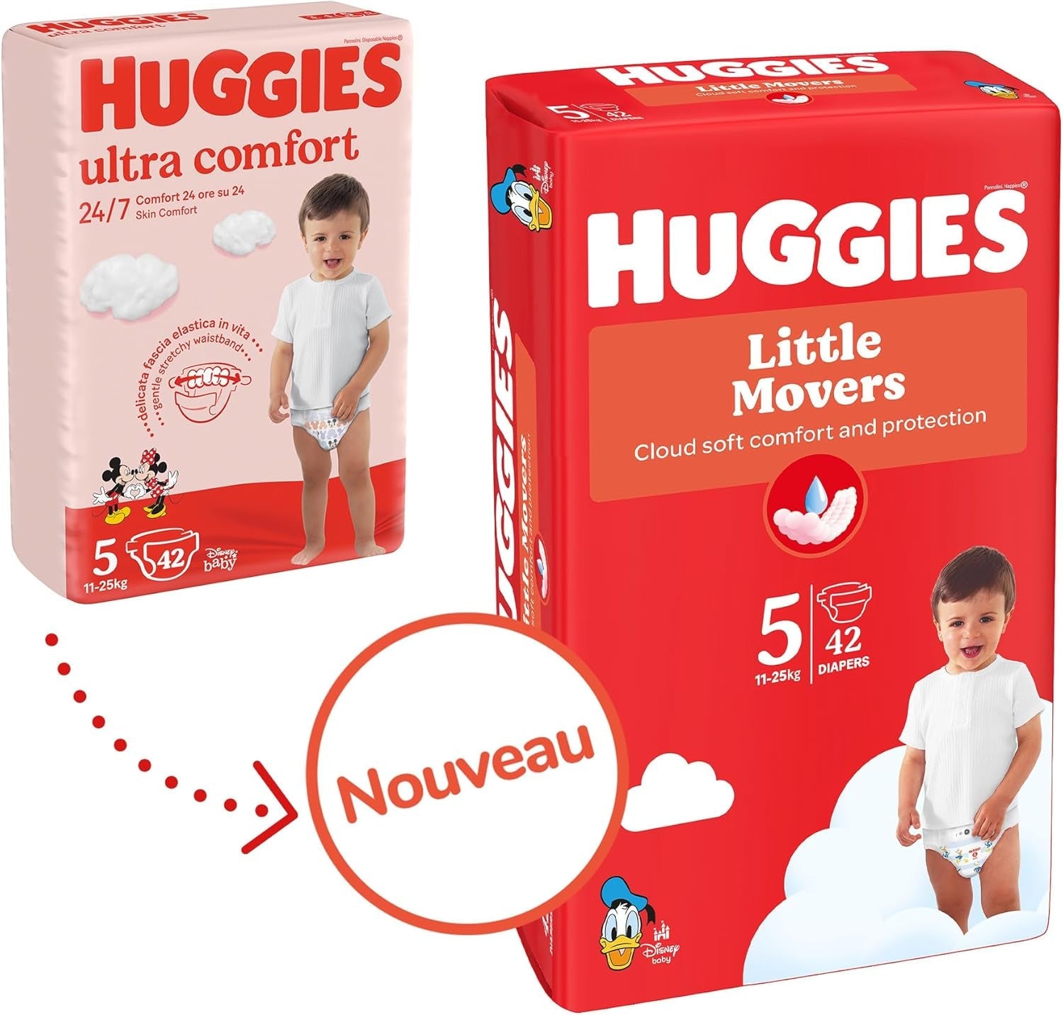 Dětské plenky Huggies Little Movers, Disney Design, velikost 5, počet 126 (3 x 42), měsíční krabička