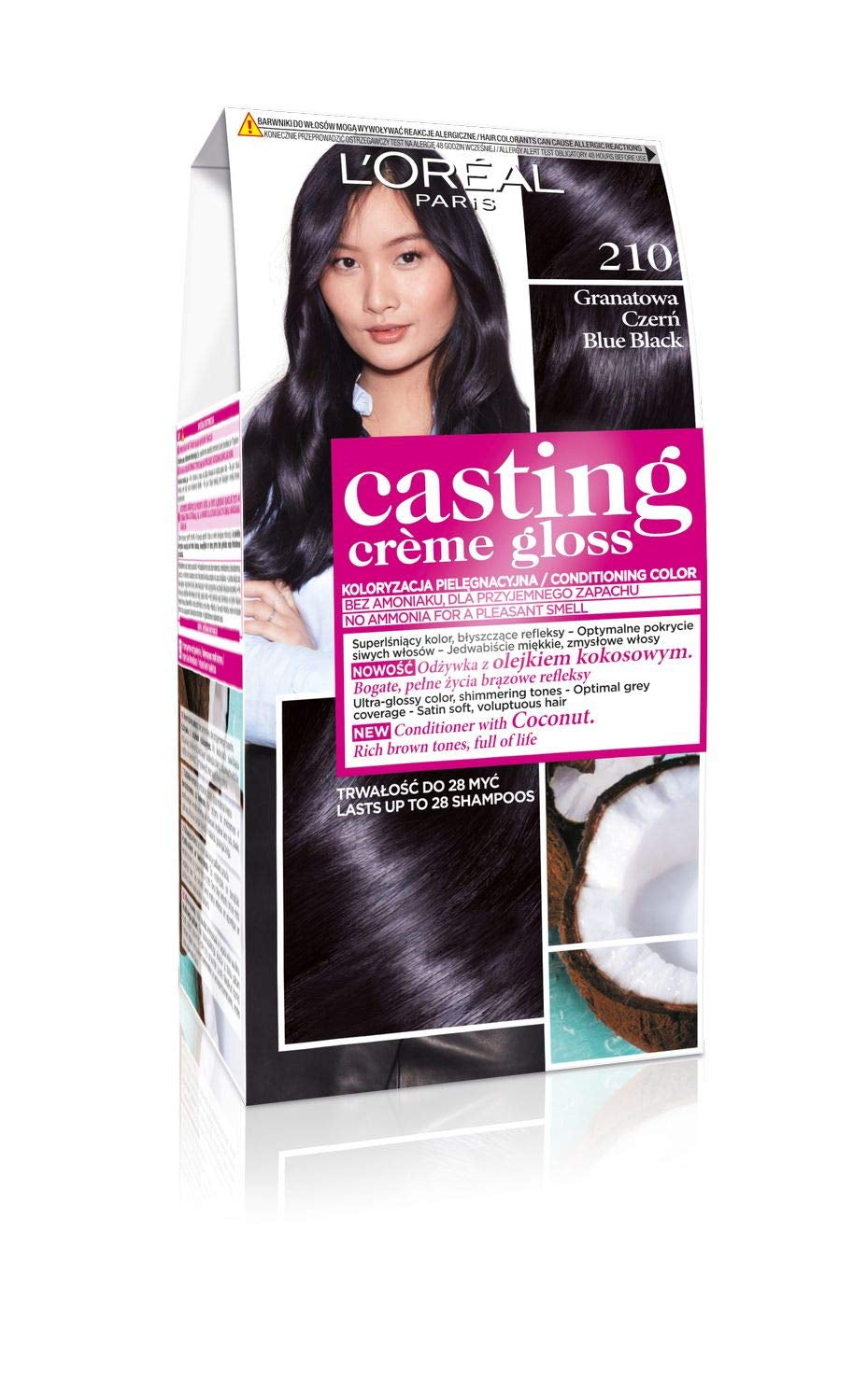 Barva na vlasy L'Oréal Paris Casting Crème Gloss 210 - Navy Blue Black Naty Shop Hair Dye 210 Barva na vlasy - Navy Blue Black 1 G (1 balení)
