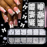GZMAYUEN 920Pcs Zlatá Stříbrná Perlen s plochým zády pro nehty, Halbrunde Weiße Beige Perlen na nehty, Kleine Halbrunde Perlen s plochým zadním dílem Für DIY Nail Art Decor