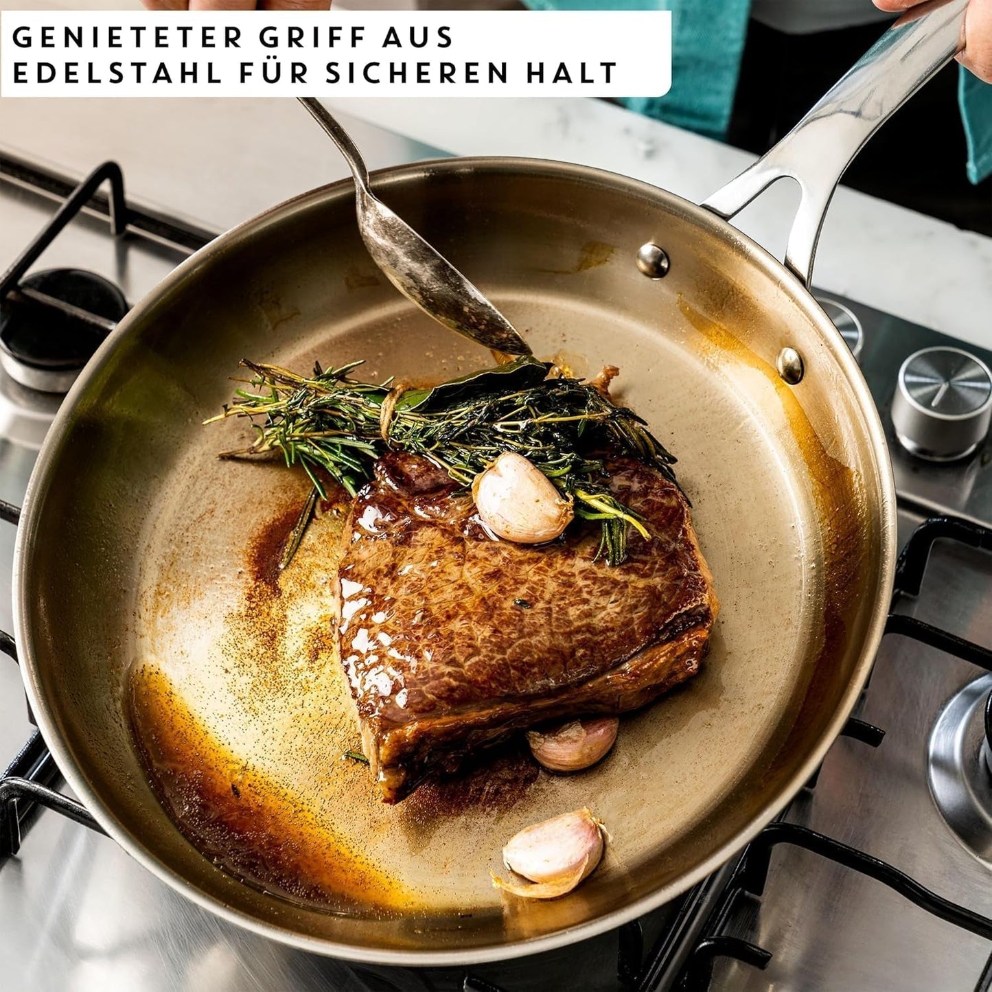 Jamie Oliver od Tefal Cook Smart pánev 28 cm, nerezová ocel bez povrchové úpravy, vhodná na indukci hrnce a pánve Naty Shop