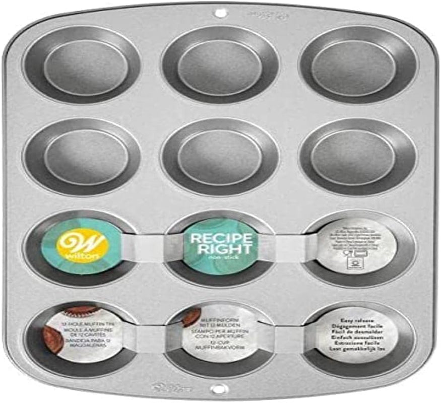 Wilton 03-3118 Cupcake-/muffin Backform, Recipe Right, Antihaft, 12 Vertiefungen, Grau Formy a plechy na pečení Naty Shop