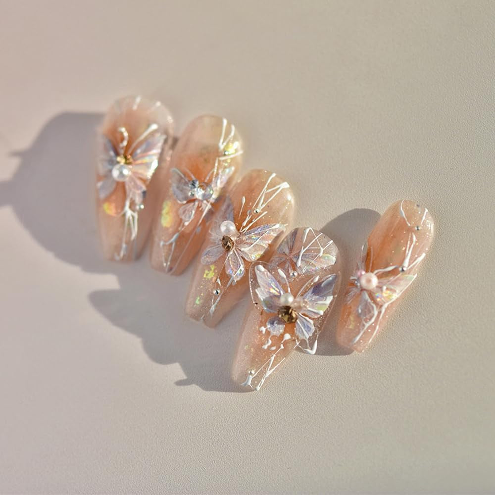 Glänzend Aurora Shell Schmetterling Nálepka na nehty Selbstklebend,Erleichterung Schmetterlinge Nálepka na nehty Rosa Laser Schmetterling Nagelaufkleber Für Frauen Nageldesign Zubehör Nagel Zubehör Nail Art