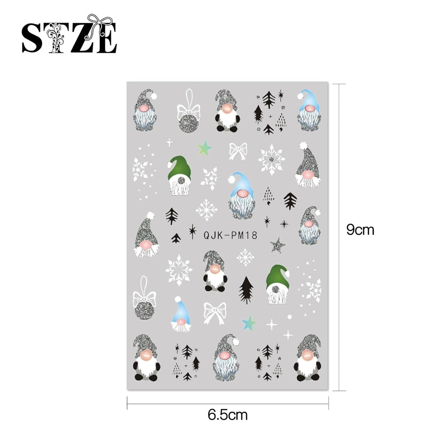 JMEOWIO Nálepka na nehty Glitzer Weihnachten 10 Blatt Nálepka na nehty Selbtklebend Nagelaufkleber Schneeflocken Zimní dekorace Nageldesign Zubehör