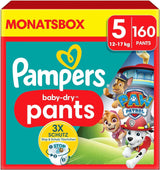 Plenky Pampers Paw Patrol Pants vel. 5 (12-17Kg) Baby-Dry, Junior s kapsou Stop and Protect, MĚSÍČNÍ BOX, 160 plen Naty Shop 5 (160 kusů) Novinka