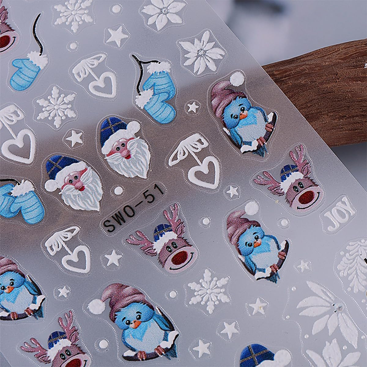JMEOWIO Nagelsticker Weihnachten 6 Blatt Nail Art Sticker Selbtklebend Nagelaufkleber Schneeflocke Winter Urlaub Süß Dekoration Nageldesign Zubehör