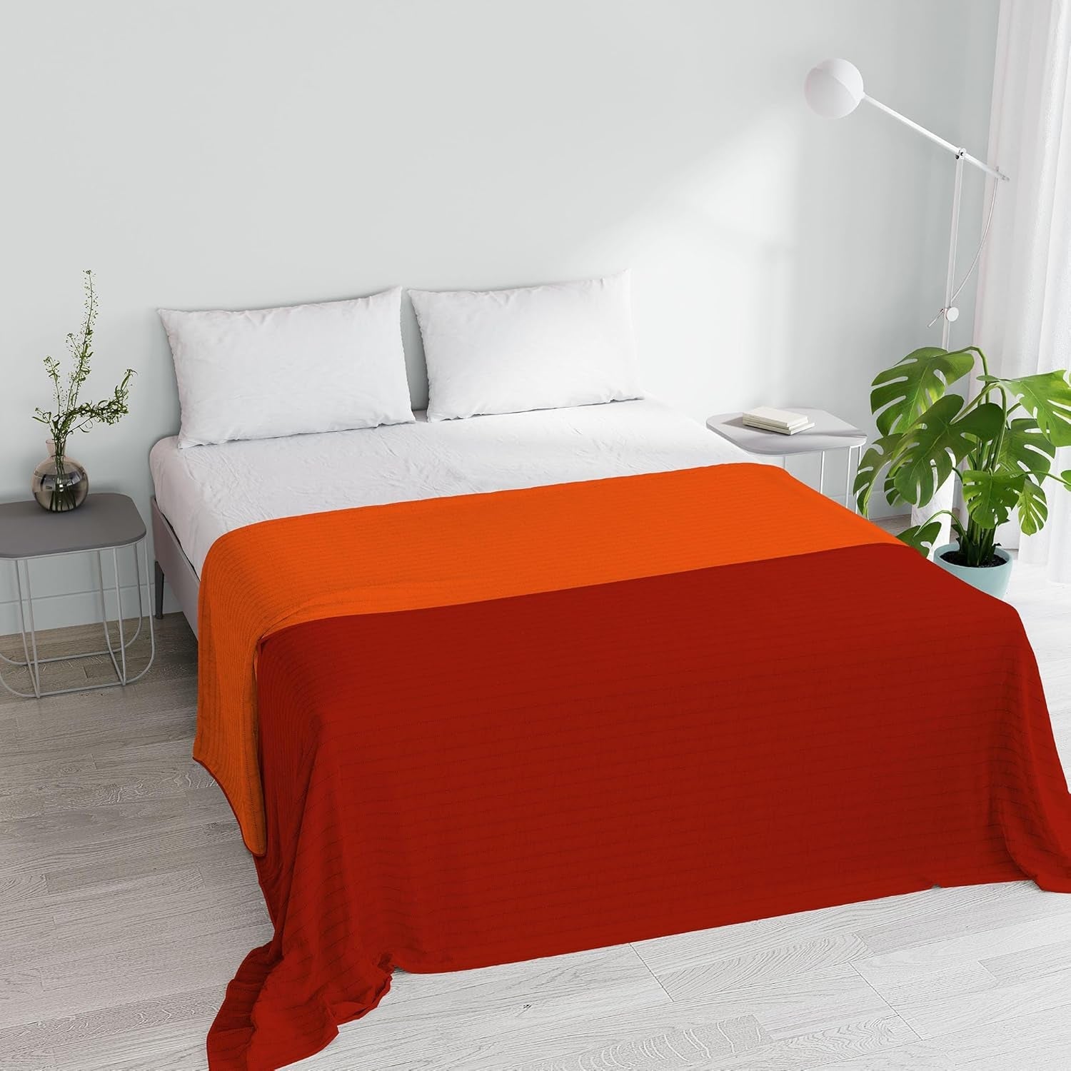 Letní přikrývka z mikrovlákna oranžová/rez 250 x 250 cm Přikrývky a přikrývky Naty Shop Oranžová/rez manželská 250 x 250 cm
