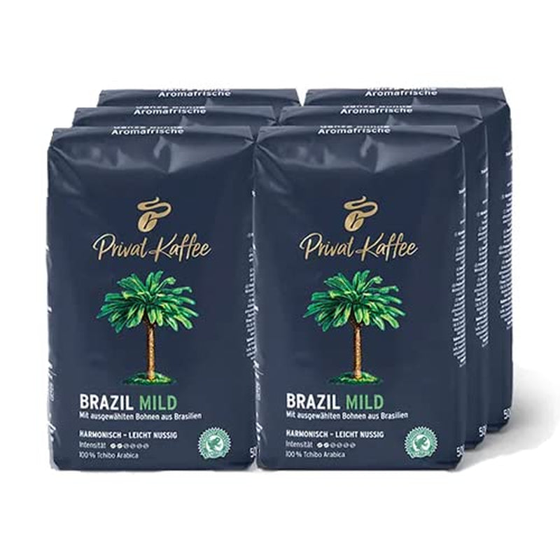 Tchibo - Coffee Private Brazil, světlá zrnková káva - 6 x 500g
