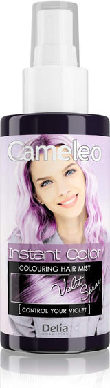 Cameleo - Spray & Go - sprej na barvení vlasů - fialový - pro blond, platinovou blond a šedivé vlasy - stačí nastříkat a jít - semipermanentní - okamžitý výsledek - karnevalový sprej na barvení vlasů - 150 ml Naty Shop Hair Dye Purple Spray 150 Ml (1 balení)