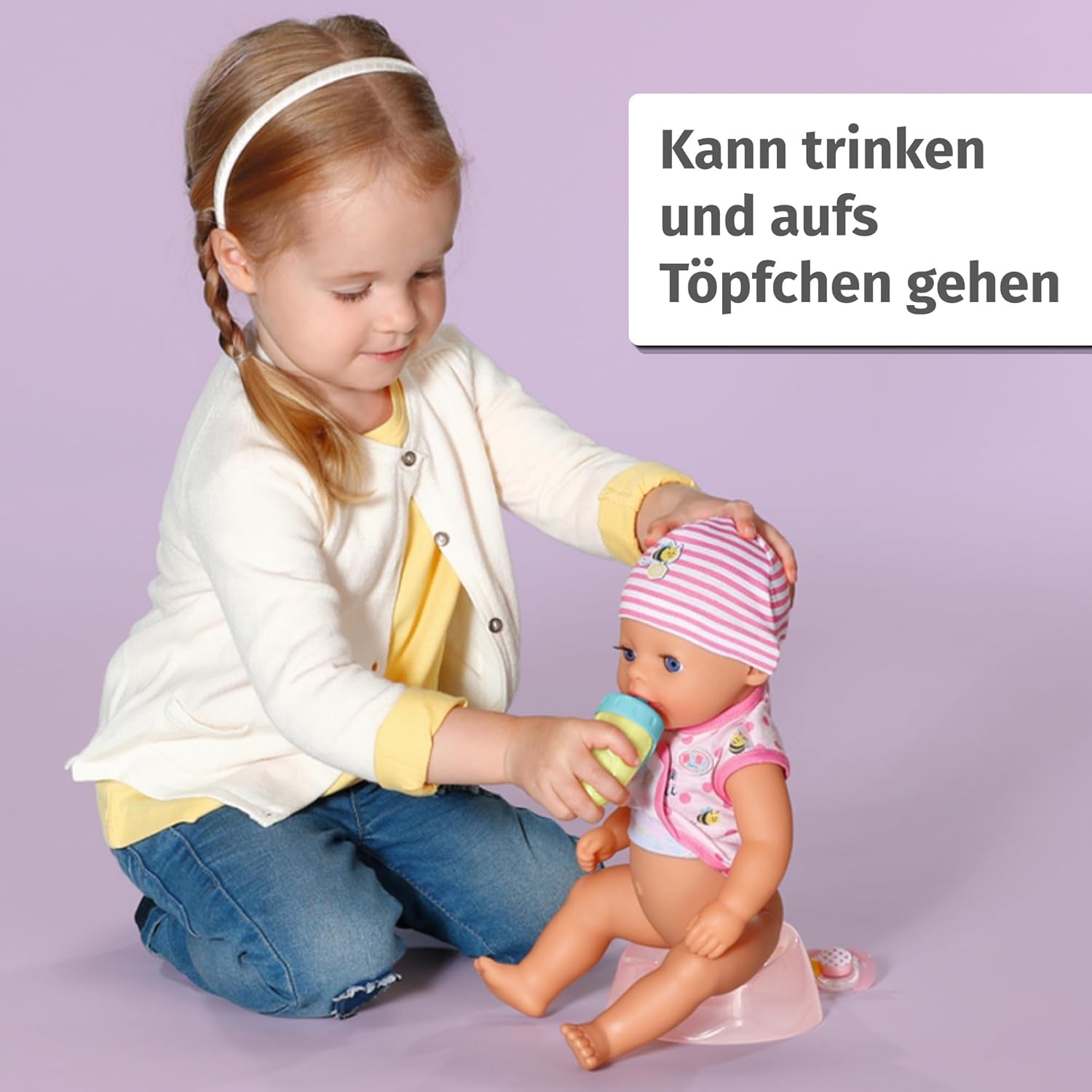 BABY Born Lena (Little Baby Girl) 36cm, 7funkční panenka pro děti od 1 roku, funguje bez baterie, velká panenka 36cm Dolls Naty Shop