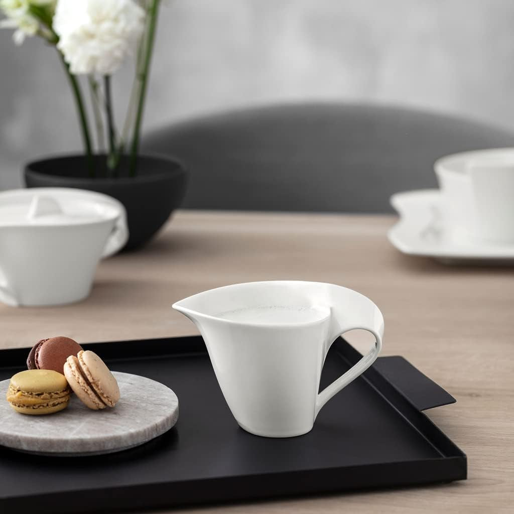 Konvička na mléko Villeroy & Boch NewWave, krabice na mléko se zakřivenou rukojetí, prémiový porcelán, vhodná do myčky a mikrovlnné trouby, bílá, 200 ml