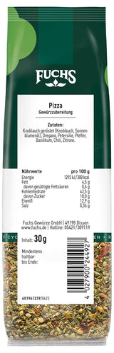 Fuchs Gewürze - Pizza Gewürzzubereitung v recyklovatelném Nachfüllbeutel, Gewürzmischung mit Italianen Kräutern, ideální pro Bruschetta - 30 g