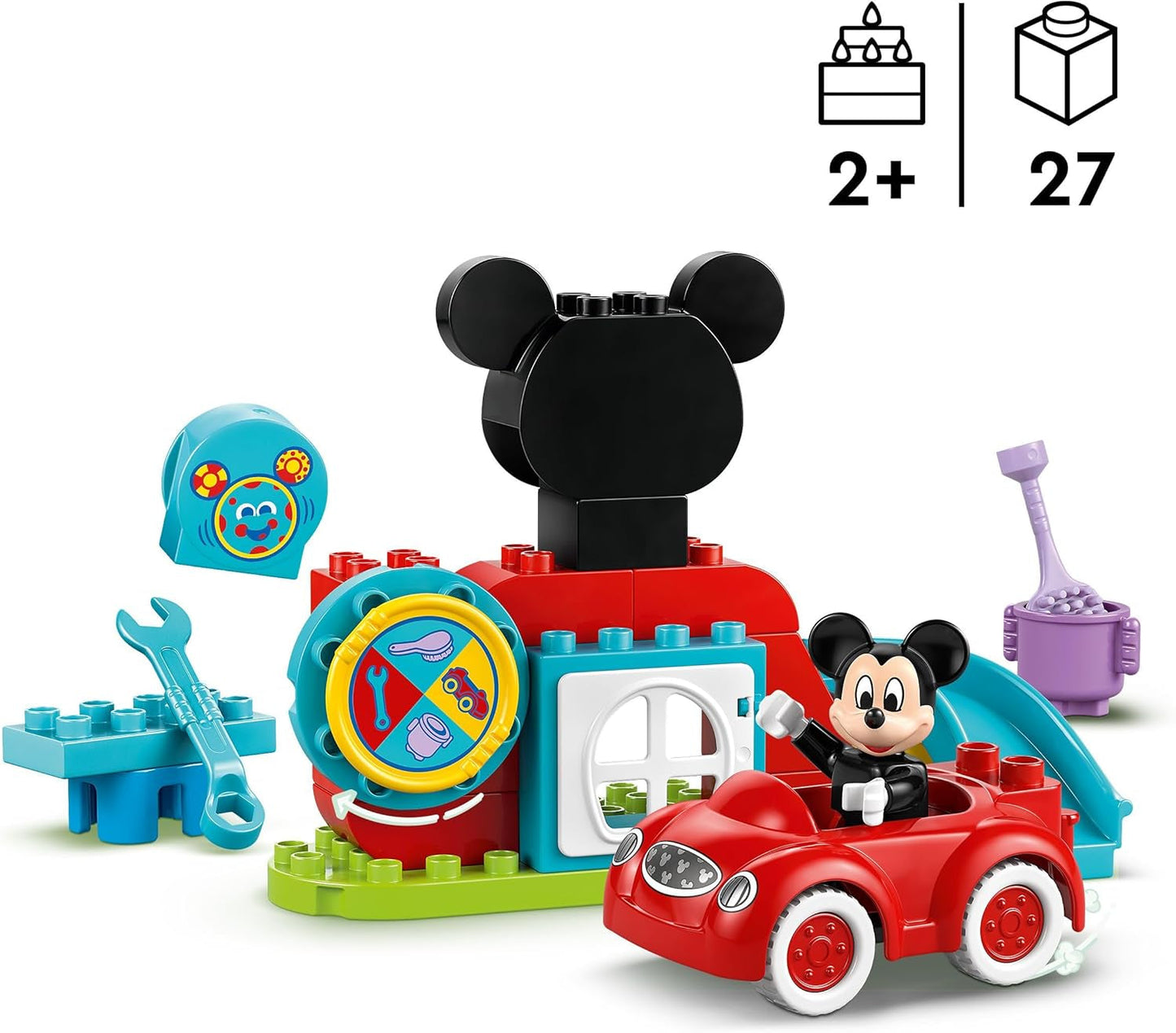 LEGO DUPLO - Disney Mickey's Clubhouse and car - vzdělávací hračka pro předškoláky - stavebnice se 2 minifigurkami, včetně Mickey Mouse a Computer Toodles - tip na dárek pro chlapce a dívky od 2 let 10454 Stavebnice Beuche den LEGO-Store