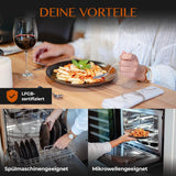 12dílná sada kameninového nádobí – řada Prairie – elegantní design v hnědých/černých tónech, sada 4 talířů, 4 dezertních talířů a 4 talířů/kolekce Premium